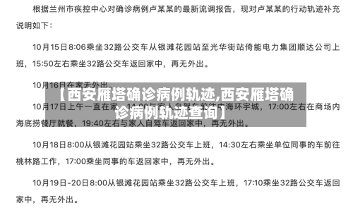 【西安雁塔确诊病例轨迹,西安雁塔确诊病例轨迹查询】-第2张图片