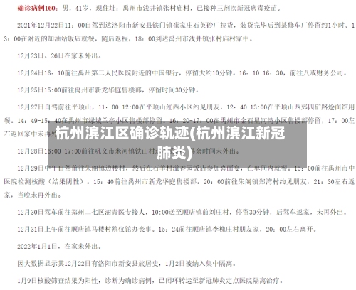 杭州滨江区确诊轨迹(杭州滨江新冠肺炎)
