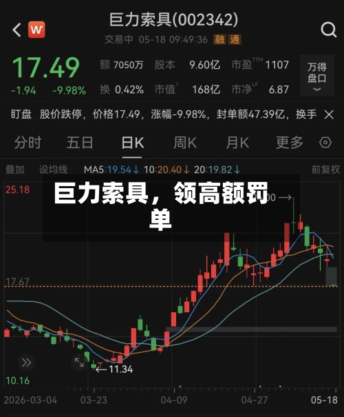 巨力索具，领高额罚单