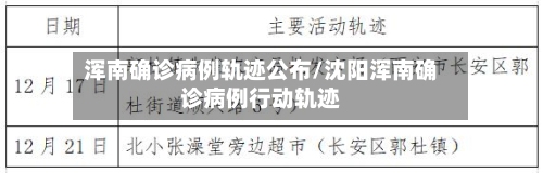 浑南确诊病例轨迹公布/沈阳浑南确诊病例行动轨迹