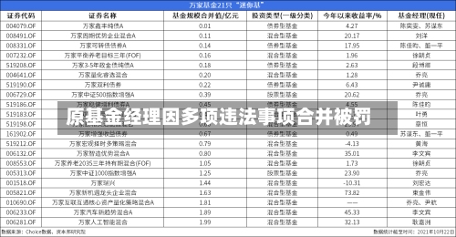 原基金经理因多项违法事项合并被罚