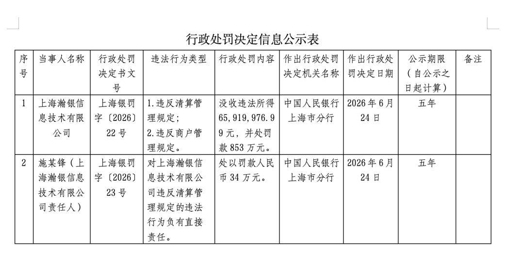年内最大支付罚单来了